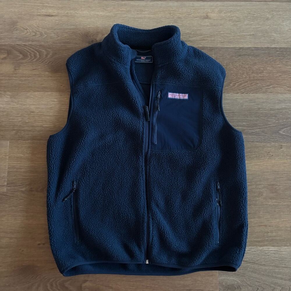 Vineyard Vines Navy Blue Sherpa Vest Size Medium